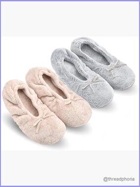 Women's Memory Foam Faux Fur Ballerina Slippers Closed Toe Slip On